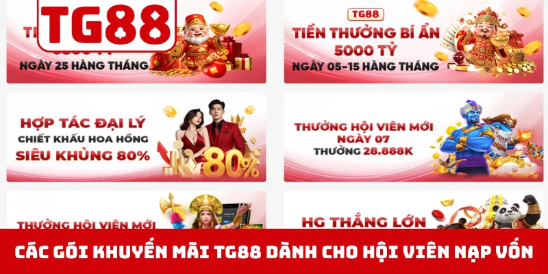 Các gói khuyến mãi TG88 dành cho hội viên nạp vốn